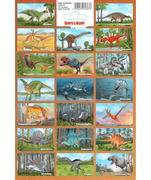 Samolepky Dinosauři 17x25 cm 313203