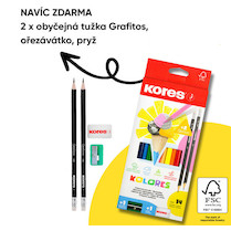 Pastelky Kolores 12ks trojhranné + 2 obyčejné tužky + pryž
