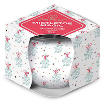 Svíčka sklo 70X62mm vonná Mistletoe magic Snowflake