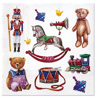 Ubrousky vánoční třívrstvé Retro Toys 33x33cm