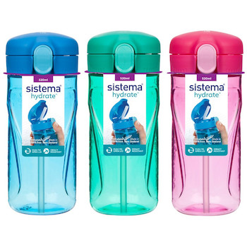 Láhev Quick Flip Top s brčkem 520 ml Sistema® Hydrate™ mix